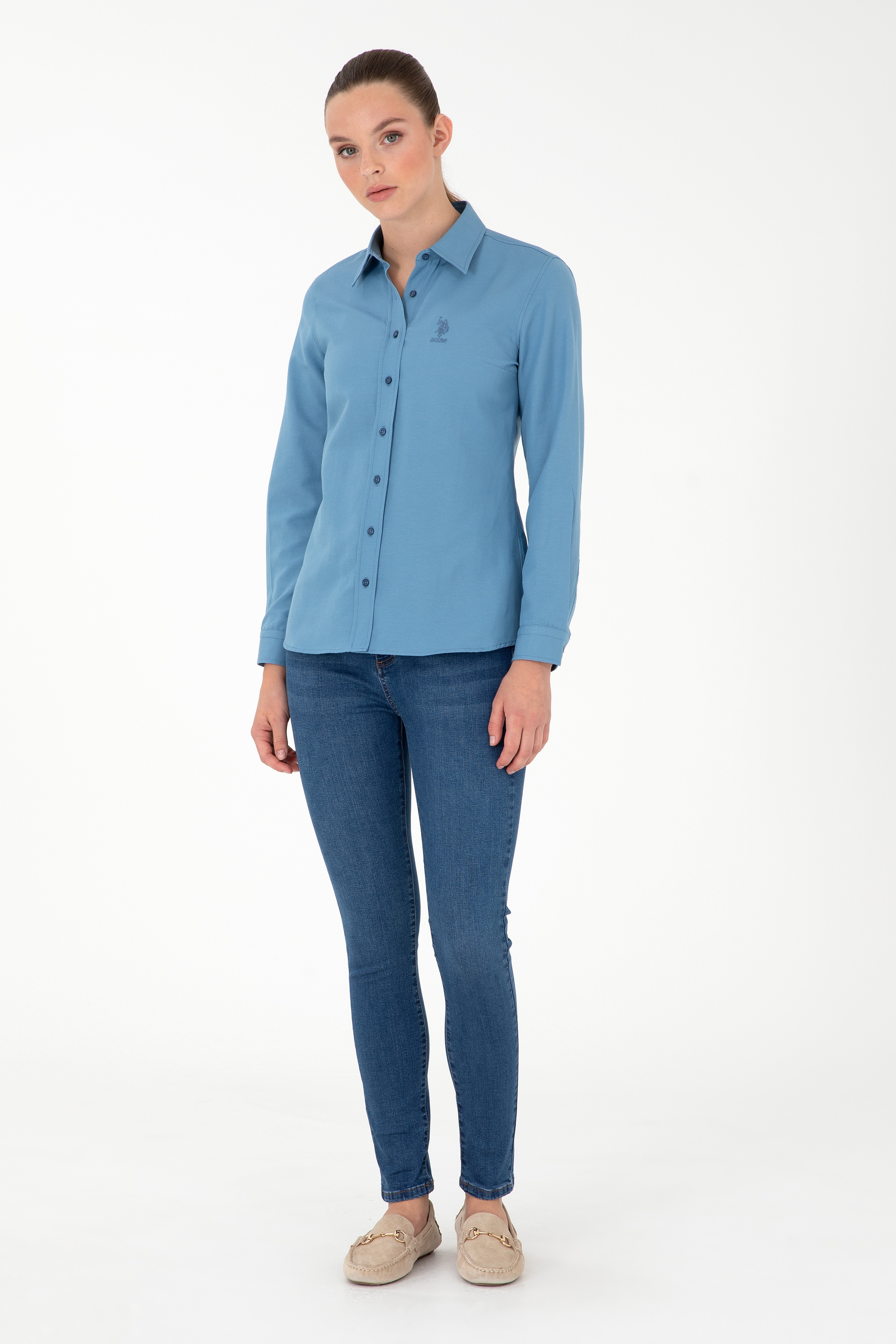 Kadın Koyu Mavi Skinny High Waist Fit Jean Pantolon - Image 1