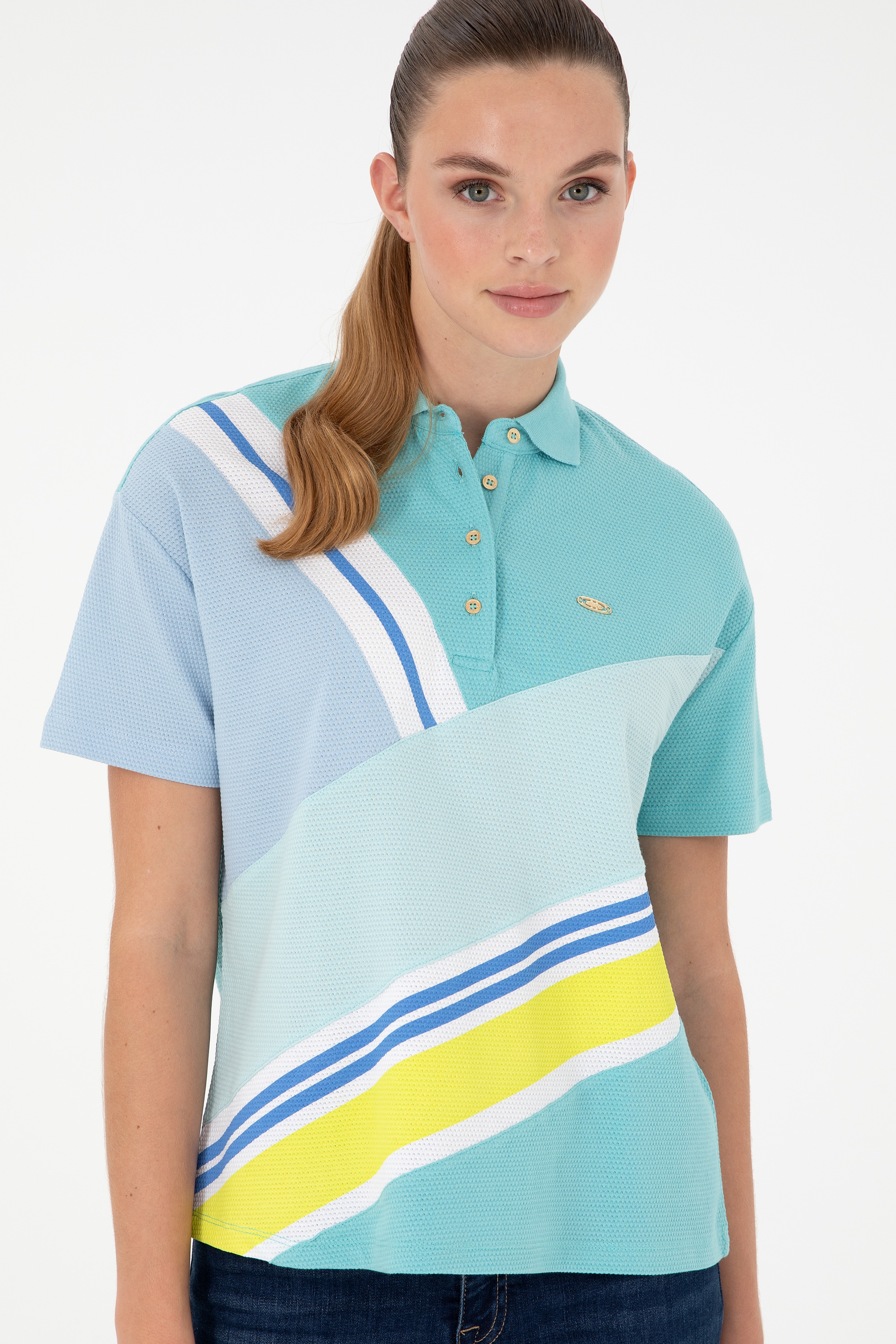 Kadın Mint Polo Yaka Tişört - Image 3