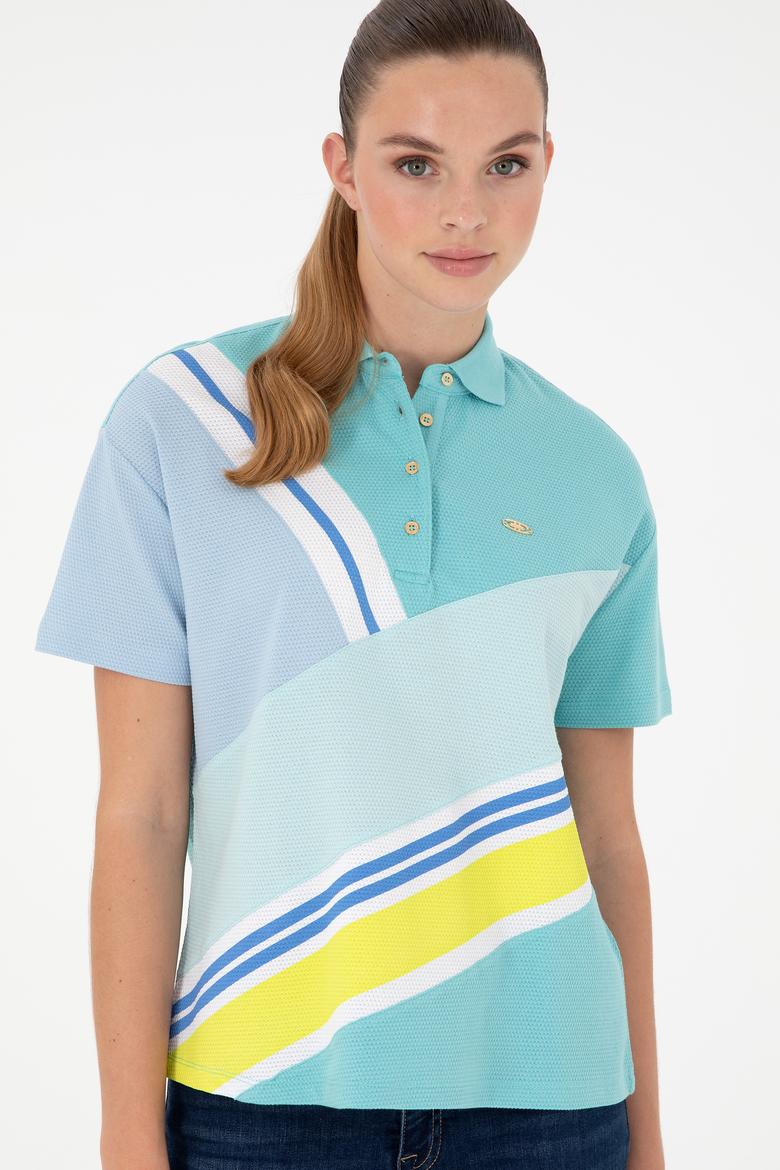 Kadın Mint Polo Yaka Tişört - 50283374007