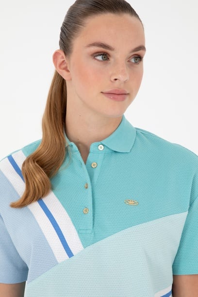 Kadın Mint Polo Yaka Tişört