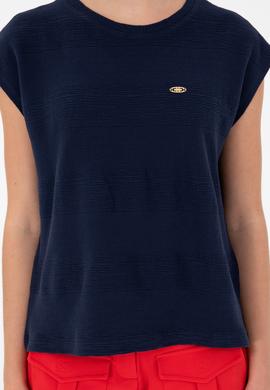 Kadın Lacivert Bisiklet Yaka Tişört - 50281947030