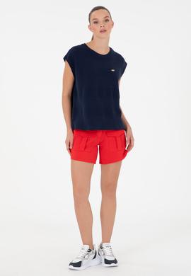 Kadın Lacivert Bisiklet Yaka Tişört - 50281947030