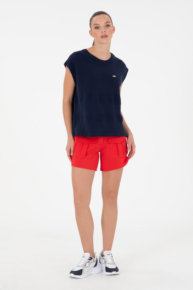 Kadın Lacivert Bisiklet Yaka Tişört - 50281947030