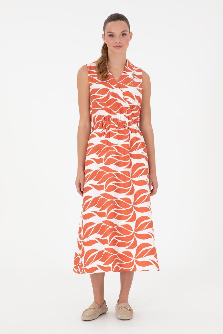 Kadın Pudra Midi Boy Dokuma Elbise