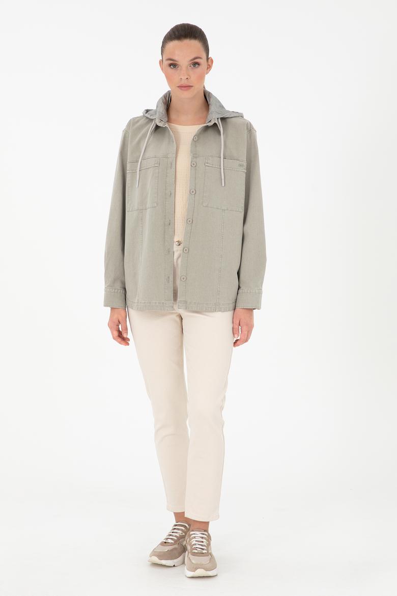 Kadın Açık Haki Uzun Kollu Gömlek - 50291070003