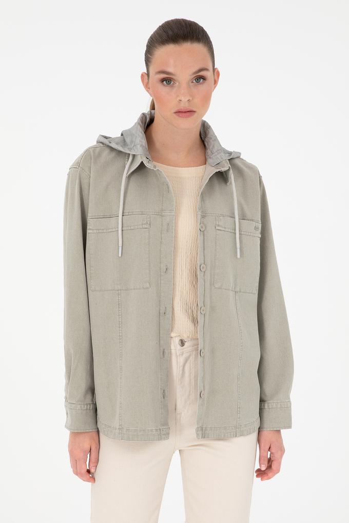 Kadın Açık Haki Uzun Kollu Gömlek