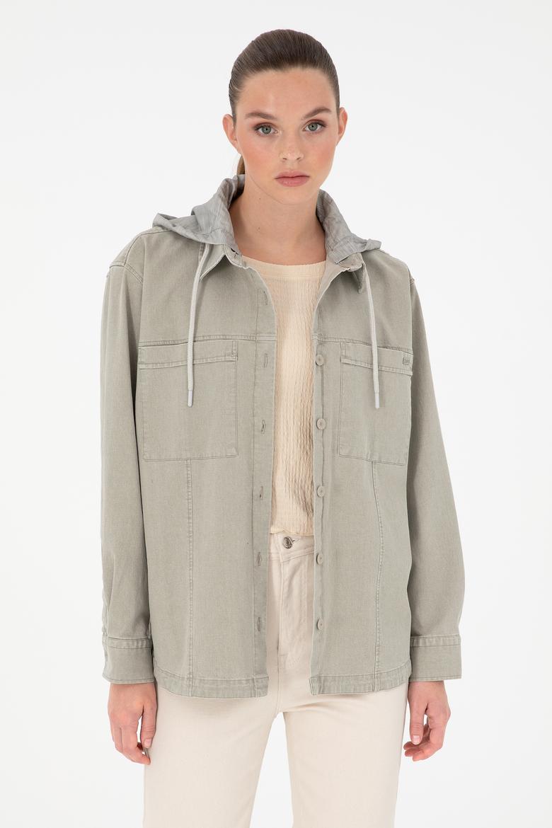 Kadın Açık Haki Uzun Kollu Gömlek