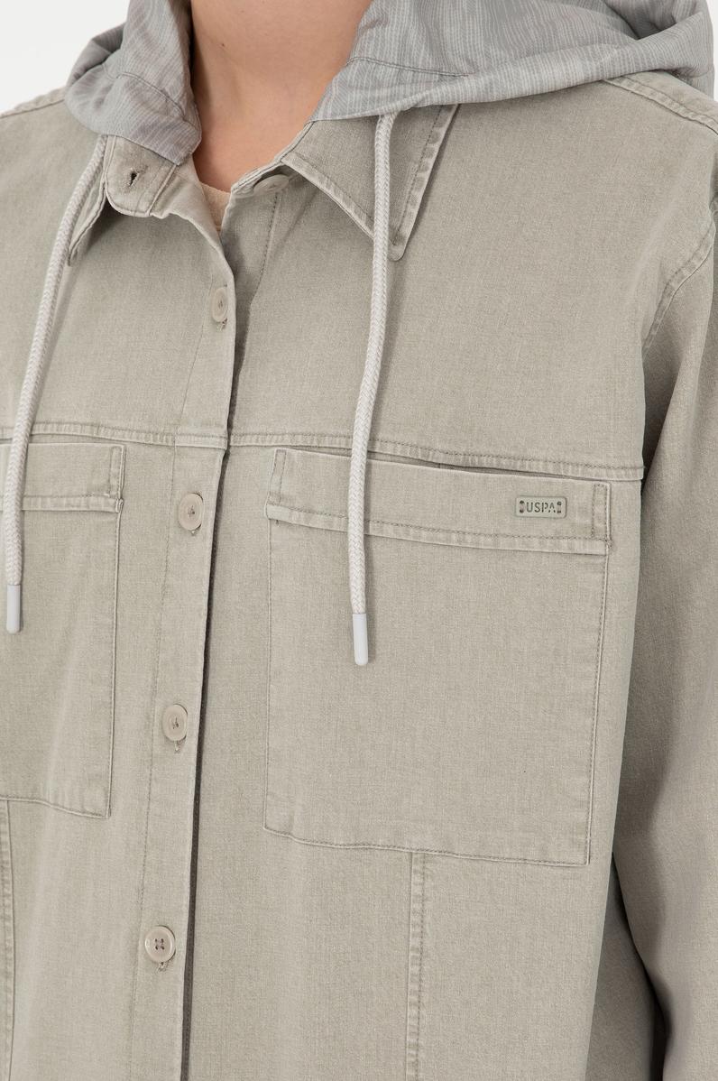 Kadın Açık Haki Uzun Kollu Gömlek