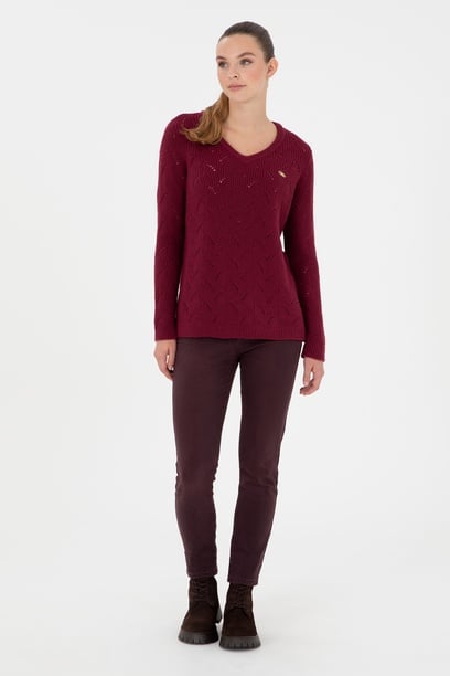 Kadın Bordo Jean Pantolon