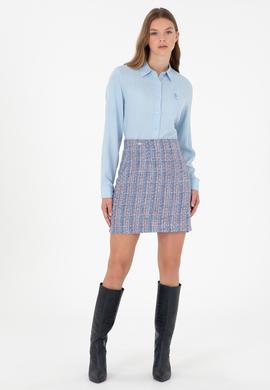 Kadın Mavi Dokuma Etek - 50290930002