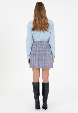 Kadın Mavi Dokuma Etek - 50290930002