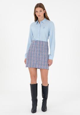 Kadın Mavi Dokuma Etek - 50290930002