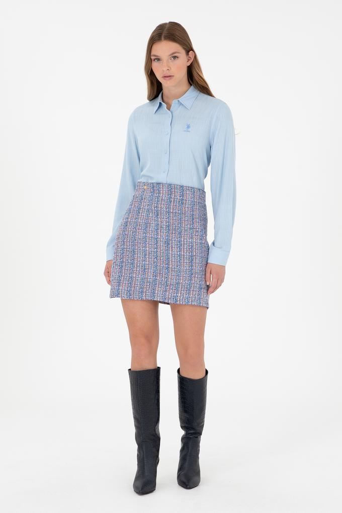 Kadın Mavi Dokuma Etek