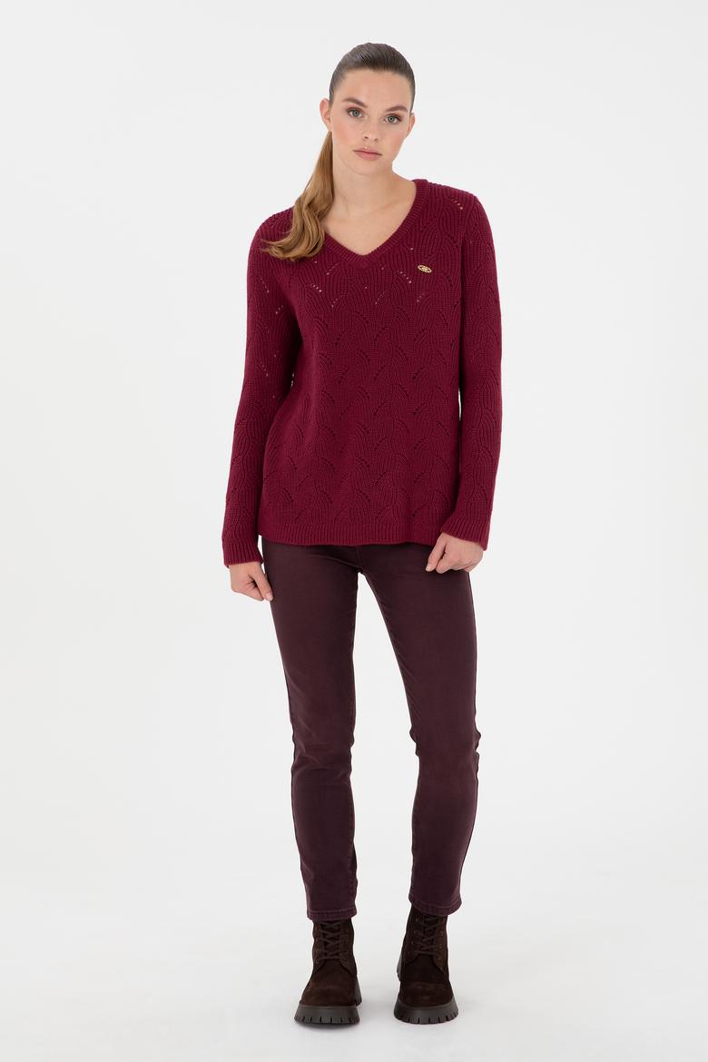 Kadın Bordo Jean Pantolon