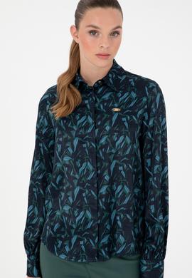 Kadın Koyu Yeşil Uzun Kollu Gömlek - 50293811013