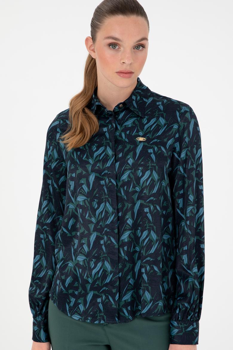 Kadın Koyu Yeşil Uzun Kollu Gömlek - 50293811013