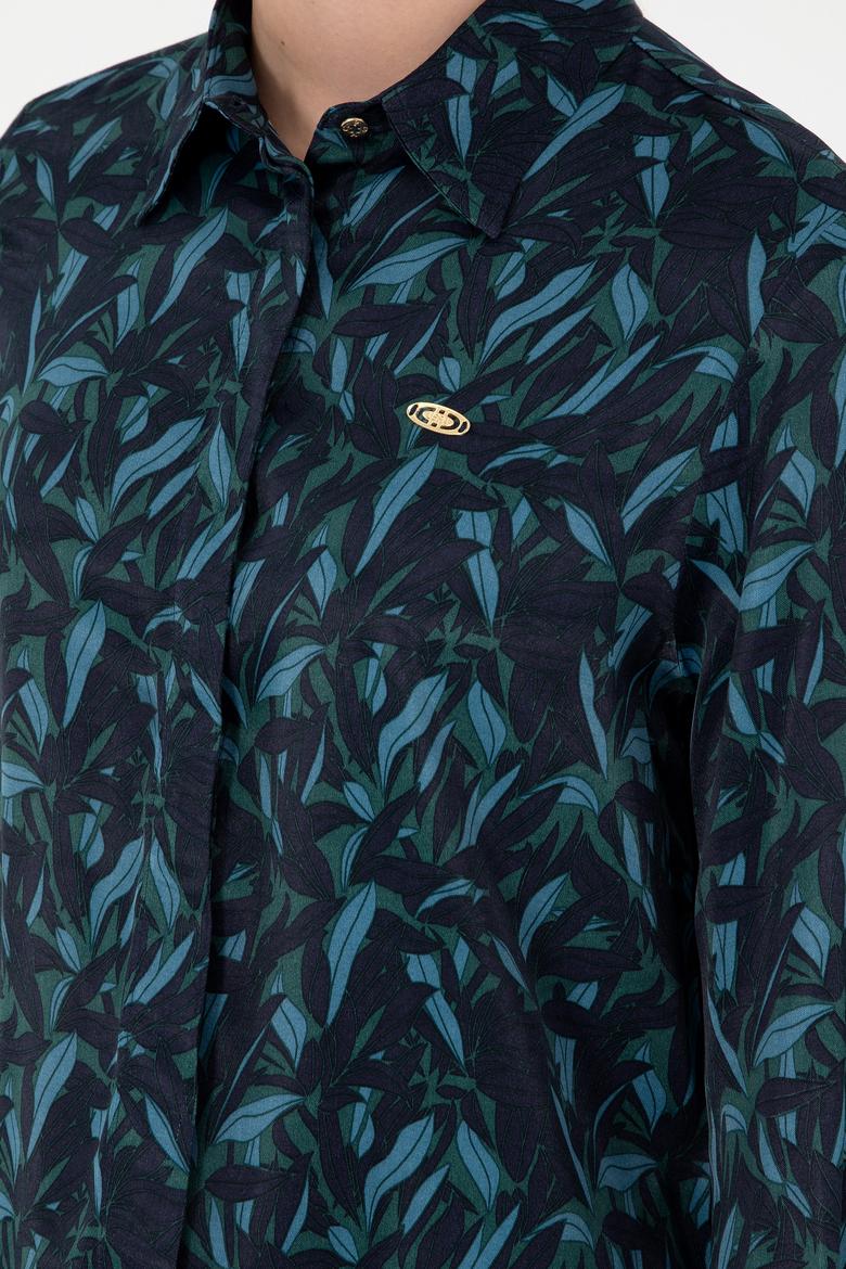 Kadın Koyu Yeşil Uzun Kollu Gömlek - 50293811013