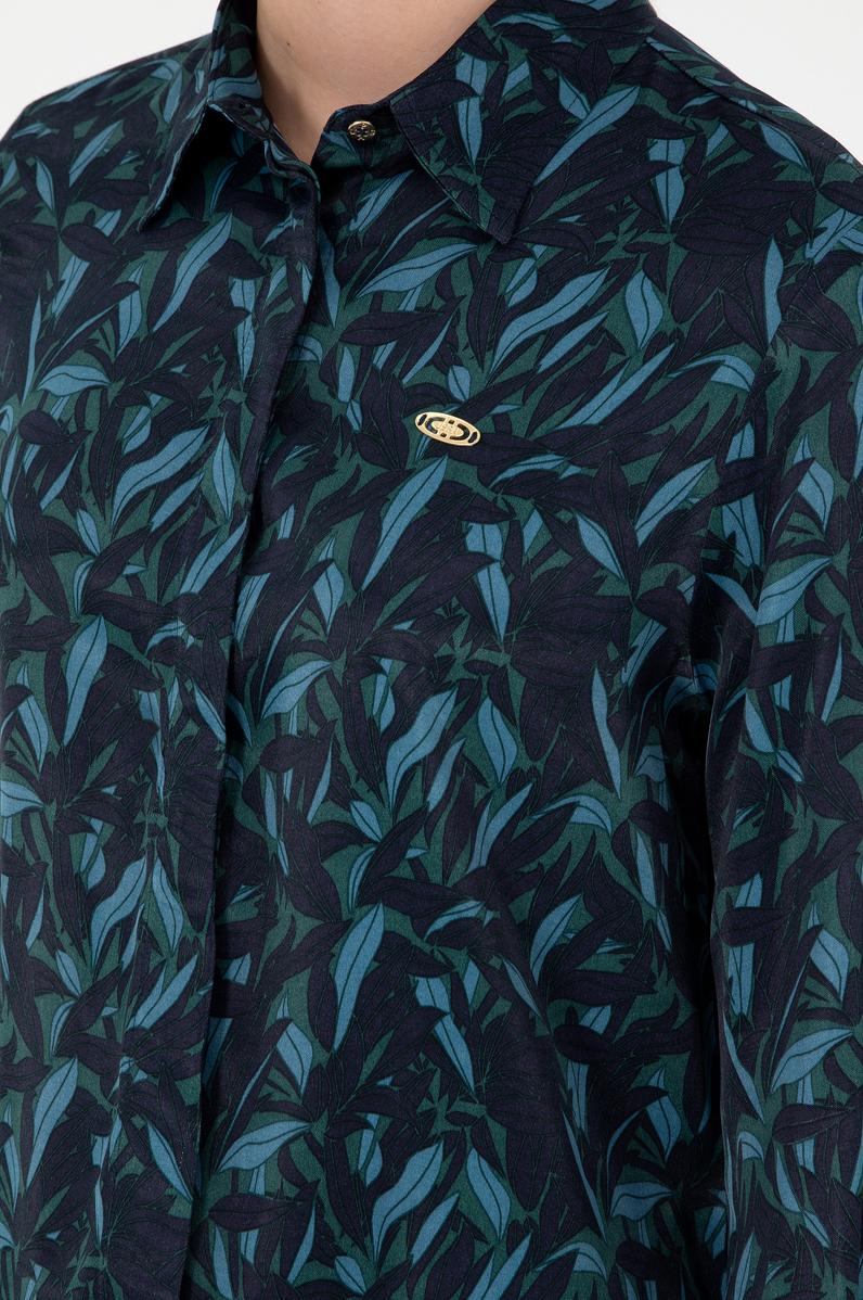 Kadın Koyu Yeşil Uzun Kollu Gömlek