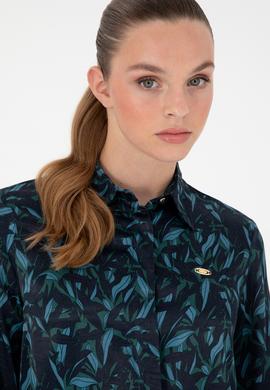 Kadın Koyu Yeşil Uzun Kollu Gömlek - 50293811013