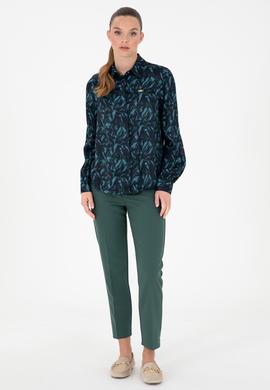 Kadın Koyu Yeşil Uzun Kollu Gömlek - 50293811013