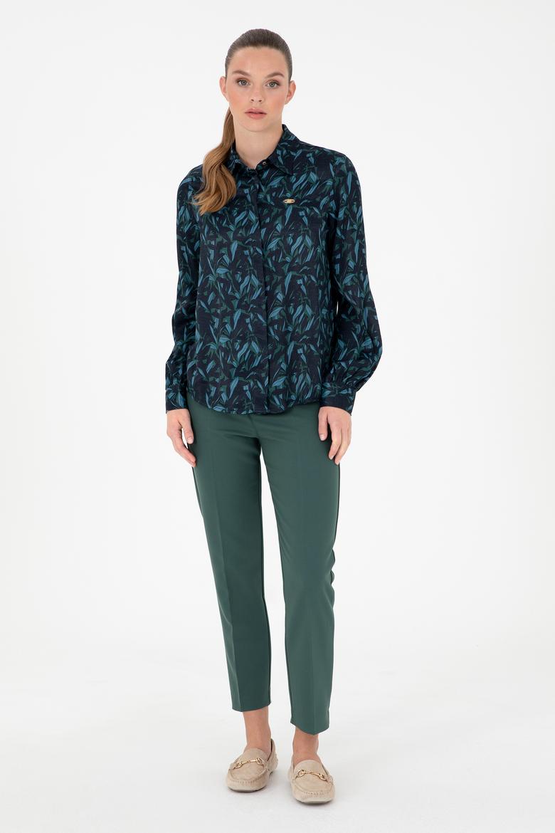 Kadın Koyu Yeşil Uzun Kollu Gömlek - 50293811013