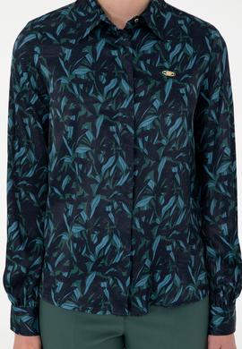 Kadın Koyu Yeşil Uzun Kollu Gömlek - 50293811013