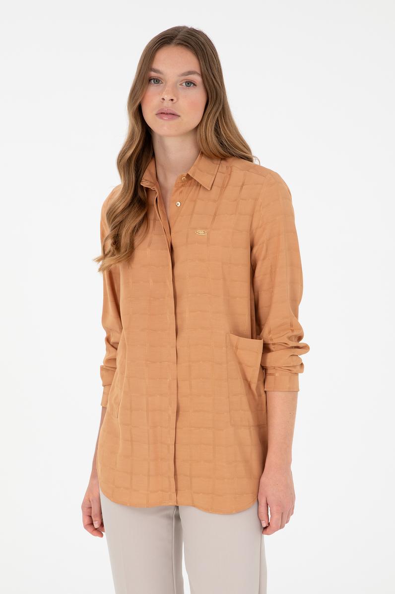 Kadın Camel Uzun Kollu Tunik Gömlek
