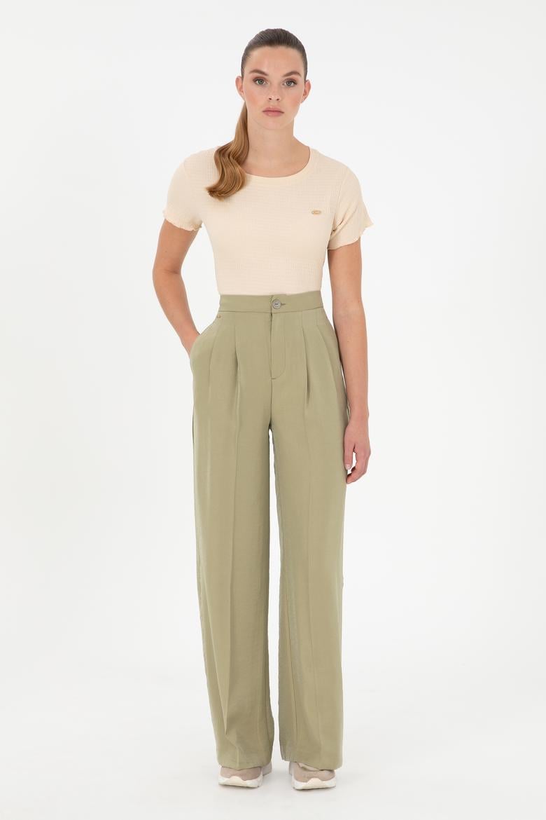 Kadın Açık Haki Kanvas Pantolon