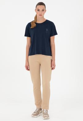 Kadın Lacivert Modal Karışımlı Bisiklet Yaka Tişört - 50291432064