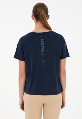 Kadın Lacivert Modal Karışımlı Bisiklet Yaka Tişört - 50291432064