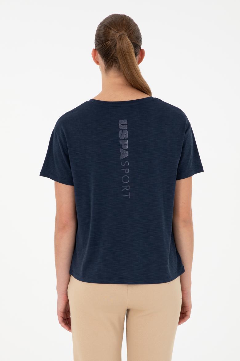 Kadın Lacivert Modal Karışımlı Bisiklet Yaka Tişört - 50291432064