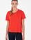 Kadın Kırmızı Modal Karışımlı Bisiklet Yaka Tişört