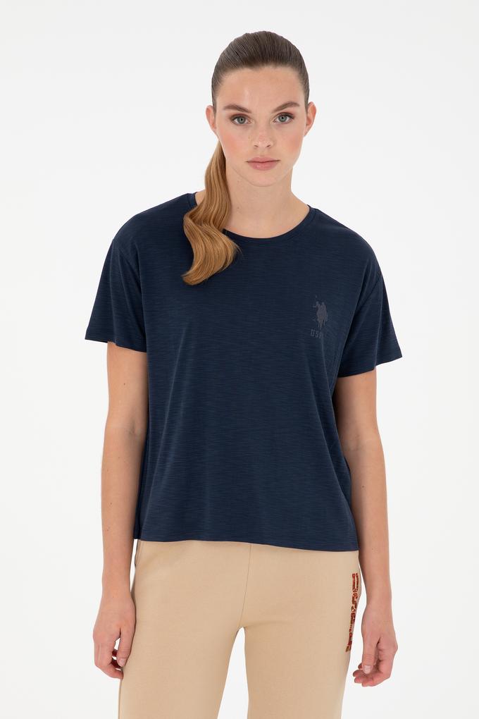 Kadın Lacivert Modal Karışımlı Bisiklet Yaka Tişört