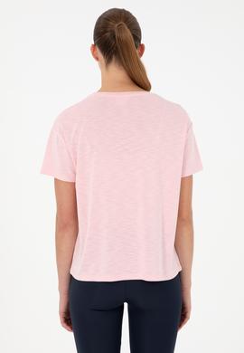 Kadın Pudra Desenli Bisiklet Yaka Tişört - 50291640028