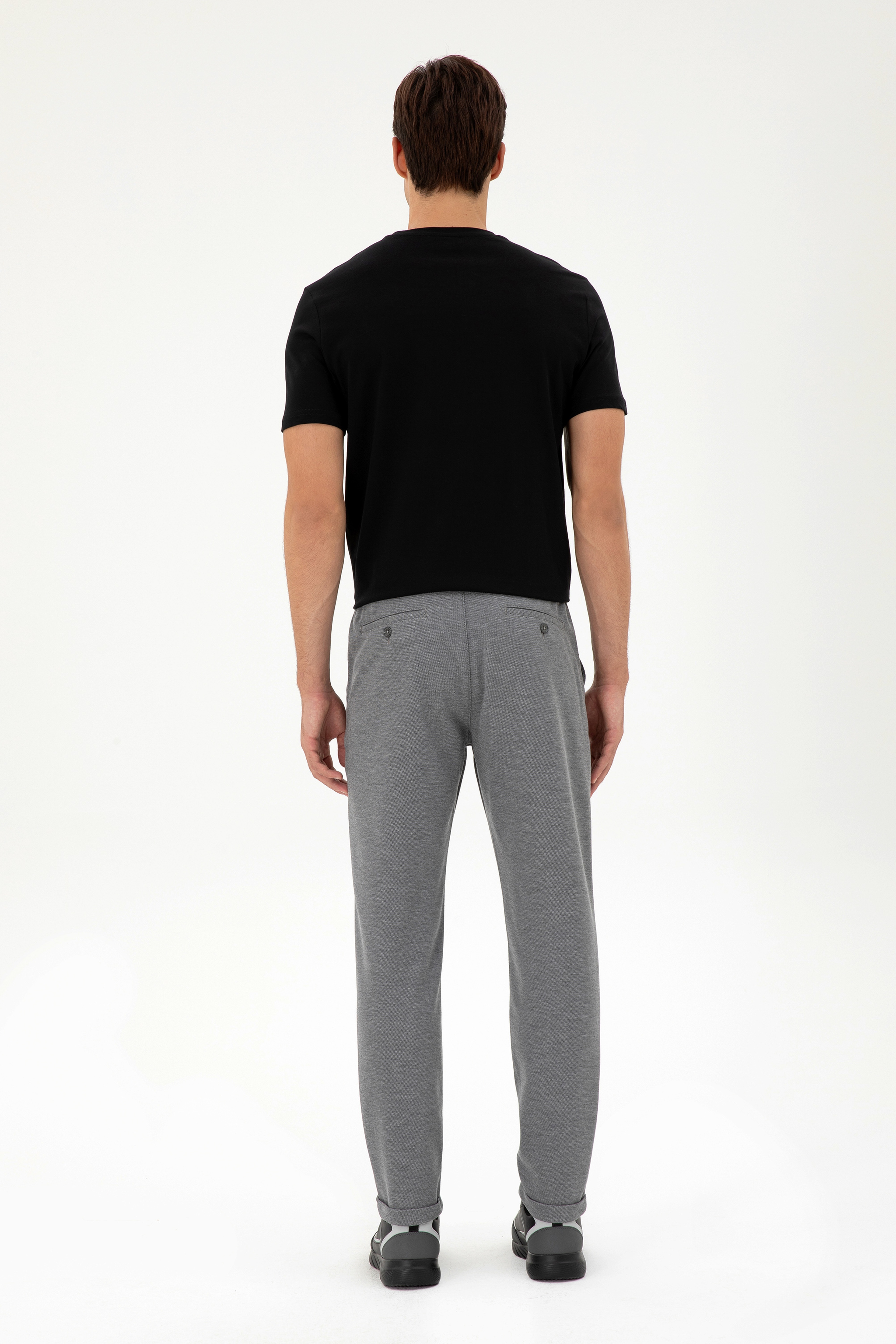Erkek Carrot Fit Açık Gri Kanvas Pantolon - Image 4