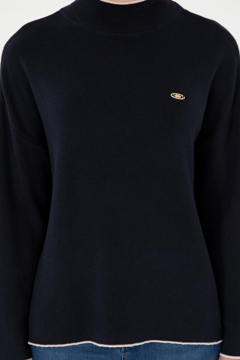 Kadın Lacivert Balıkçı Yaka Kazak - 50297069003