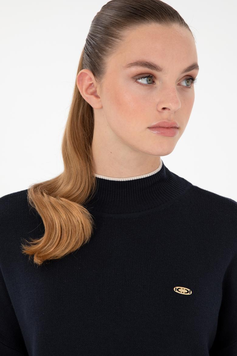 Kadın Lacivert Balıkçı Yaka Kazak - 50297069003