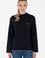 Kadın Lacivert Balıkçı Yaka Kazak
