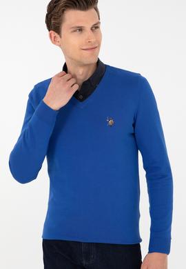 Erkek Slim Fit V Yaka Saks Basic Kazak - 50288885087