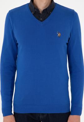 Erkek Slim Fit V Yaka Saks Basic Kazak - 50288885087