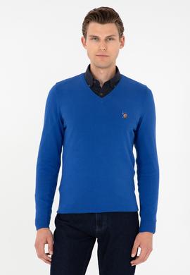 Erkek Slim Fit V Yaka Saks Basic Kazak - 50288885087