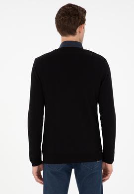 Erkek Slim Fit V Yaka Siyah Basic Kazak - 50288886014