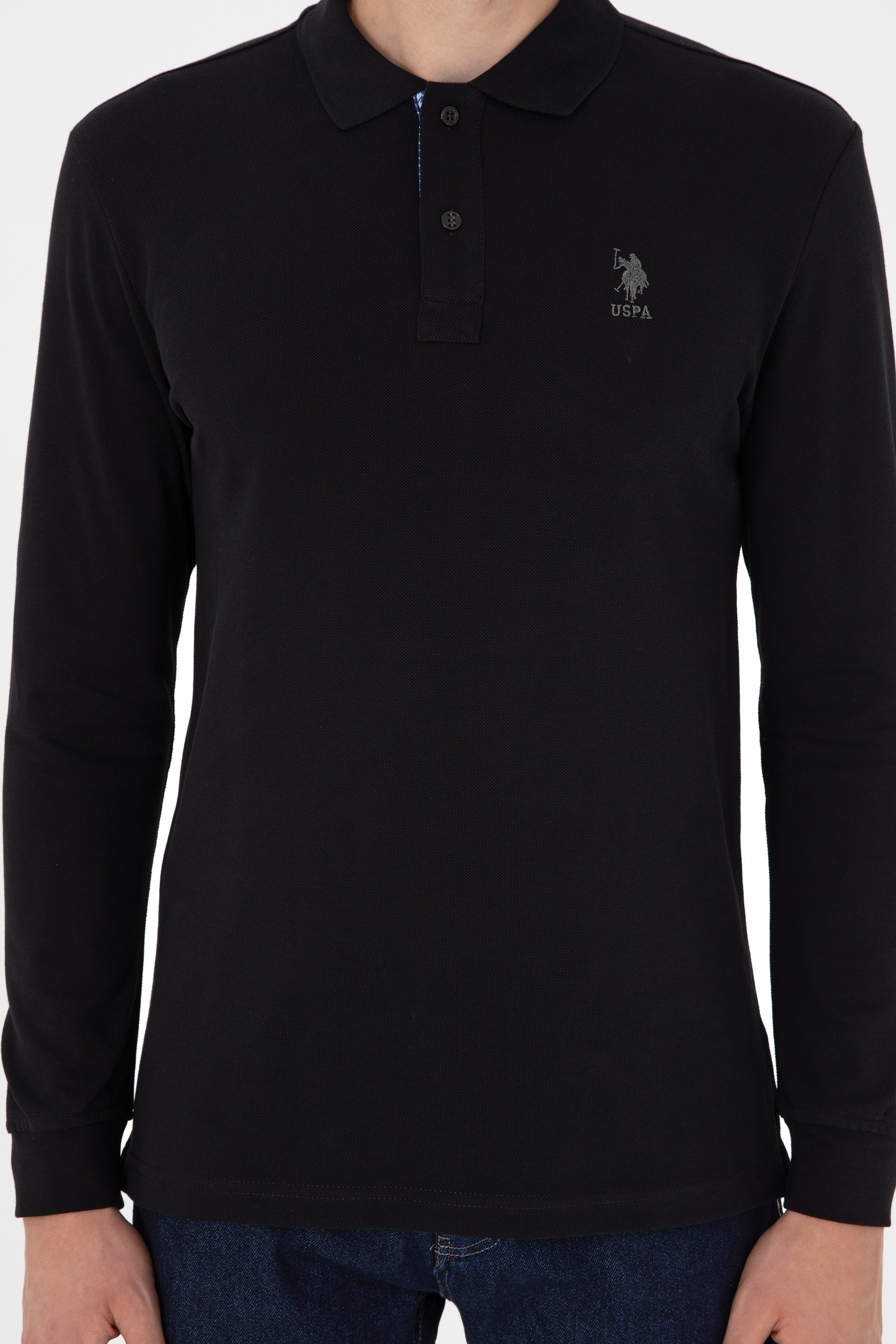 Erkek Siyah Basic Sweatshirt - Image 6