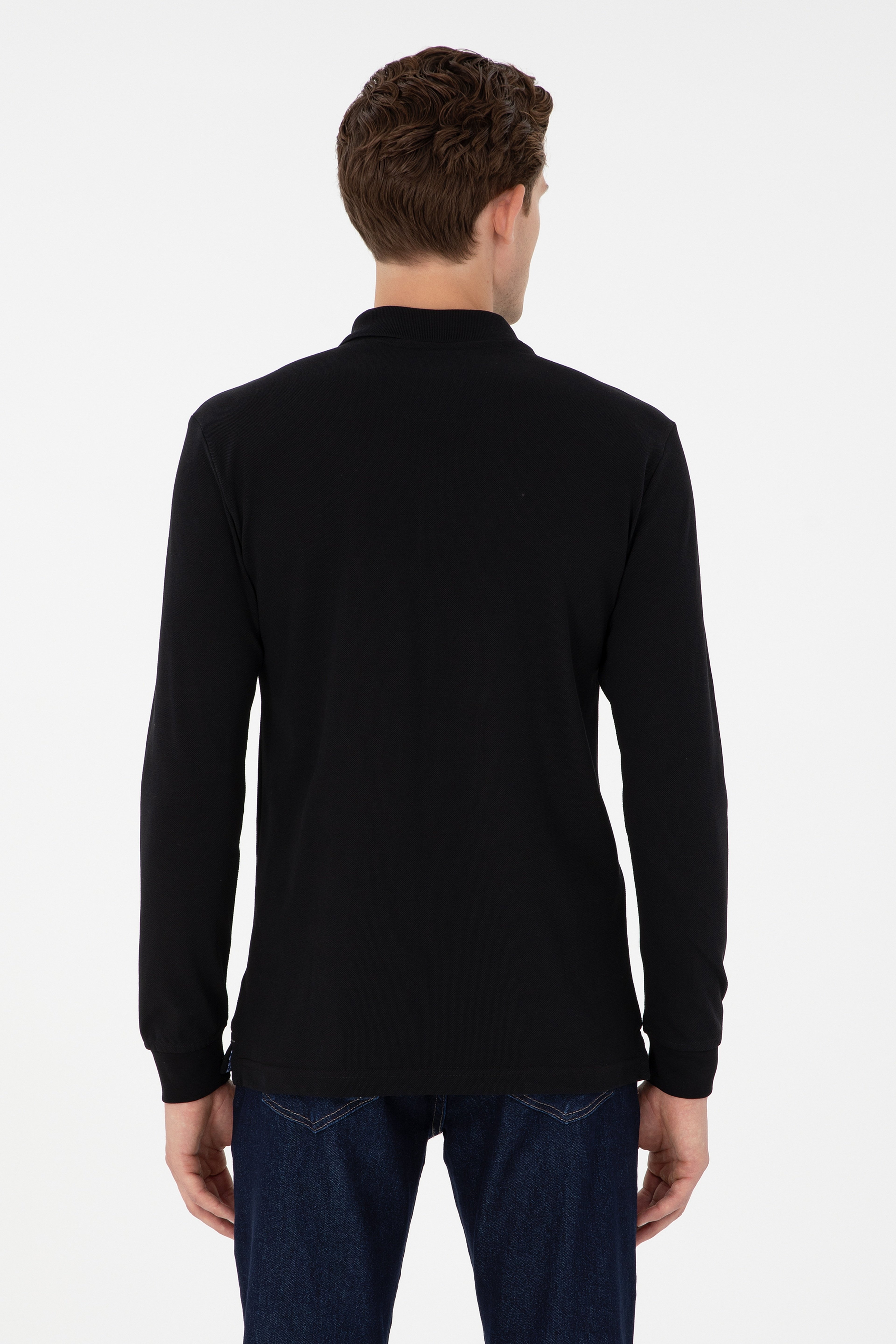 Erkek Siyah Basic Sweatshirt - Image 5