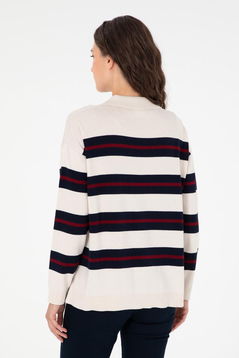 Kadın Krem Polo Yaka Kazak - 50297089019