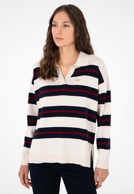 Kadın Krem Polo Yaka Kazak - 50297089019