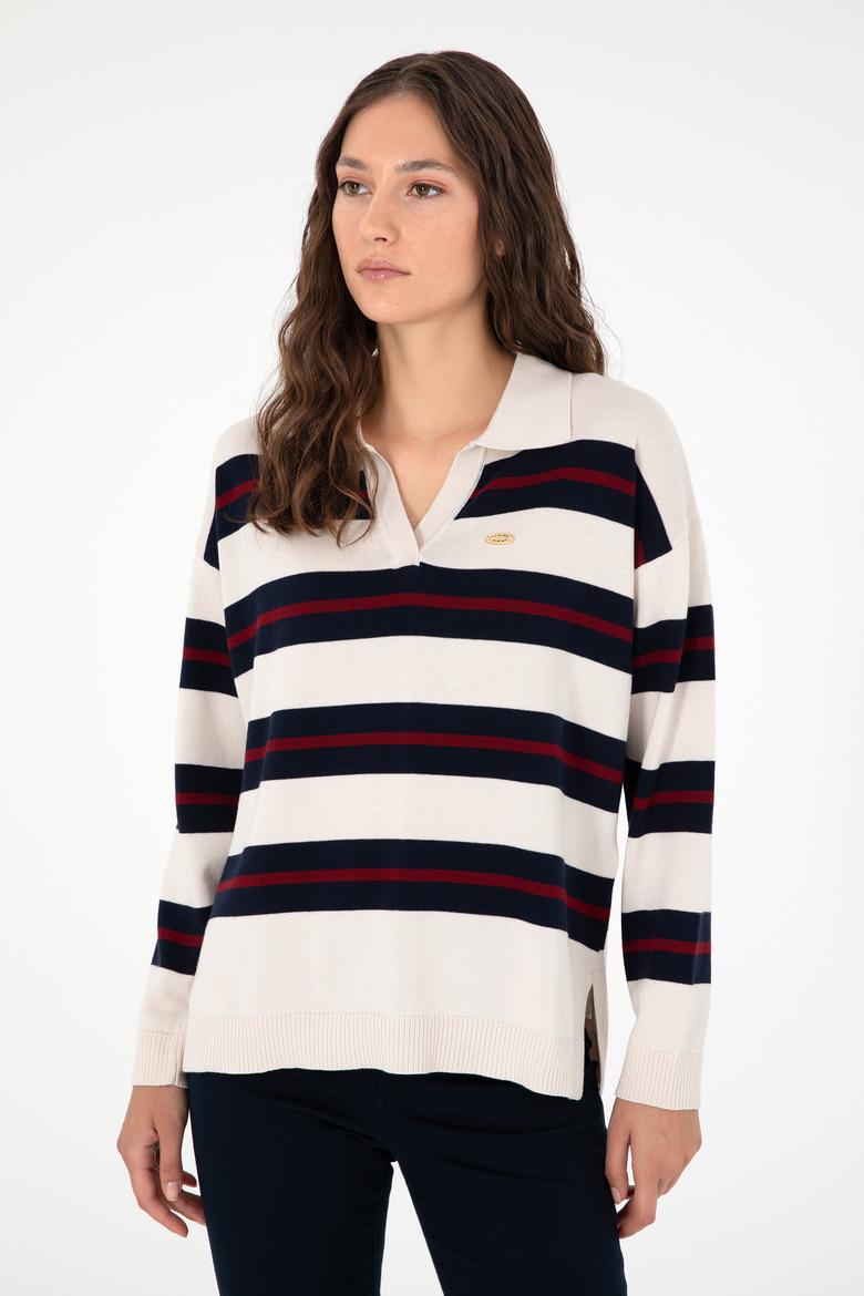 Kadın Krem Polo Yaka Kazak - 50297089019