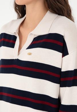 Kadın Krem Polo Yaka Kazak - 50297089019