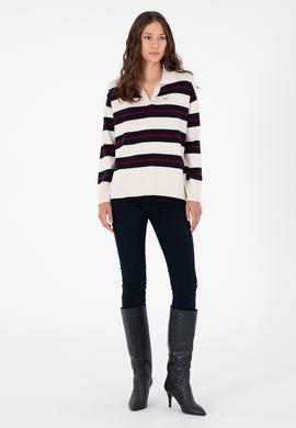 Kadın Krem Polo Yaka Kazak - 50297089019