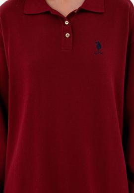 Kadın Bordo Polo Yaka Kazak - 50297091008